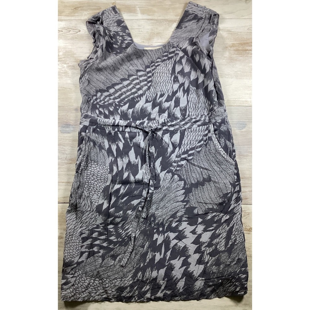 Banana Republic Gray Patterned Silk Blend Dress‎ Women's Medium